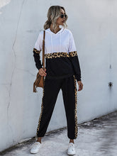 Perfee Contrast Long Sleeve Hooded Top and Joggers Set White OutfitFlow